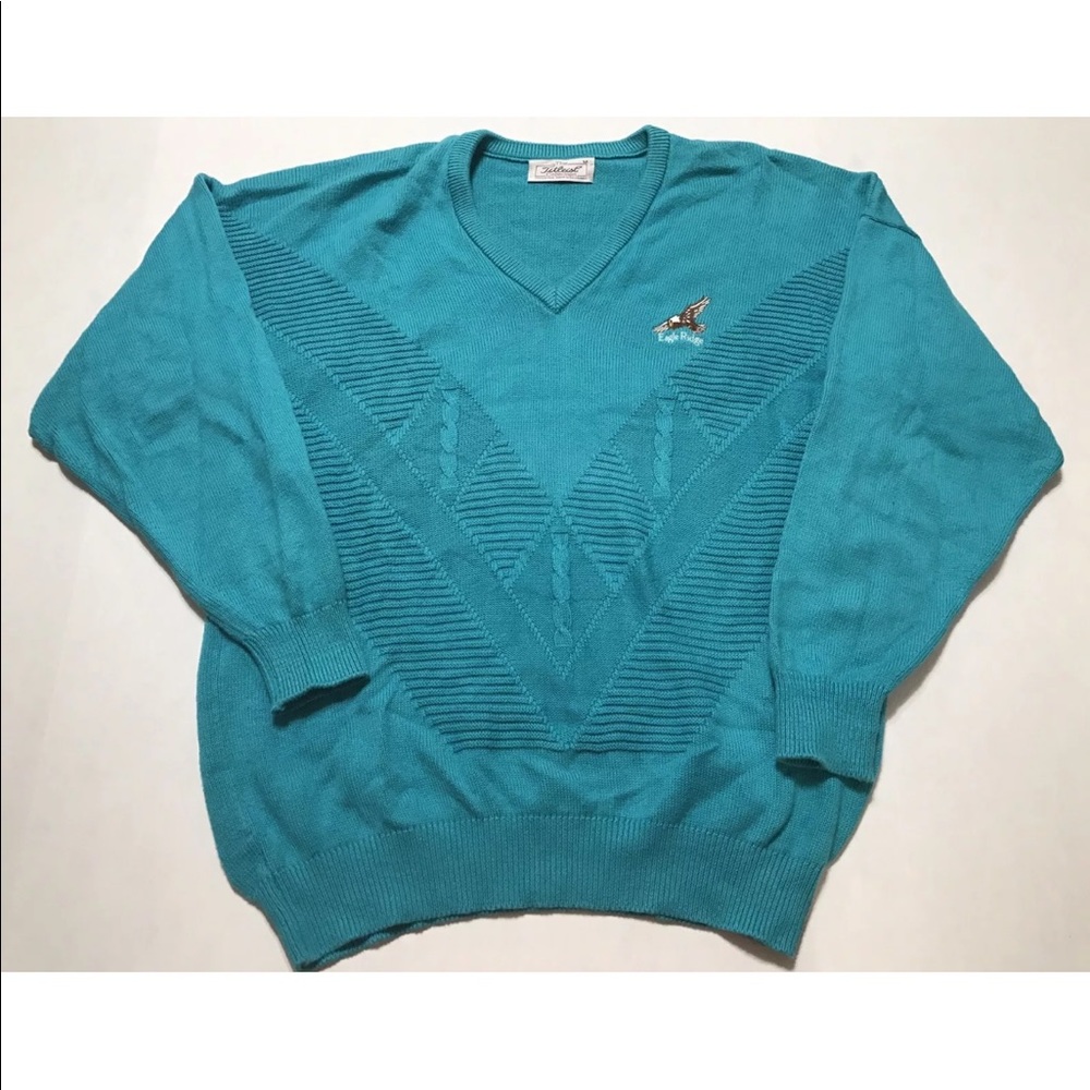 Vintage 80s Golf Eagle Ridge Teal Knitted Sweater